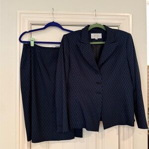 Tahari Skirt Suit - Blue/Black Geometric Pattern